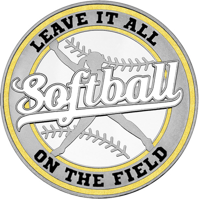 White "Softball" with Gold Outer Circular Borders